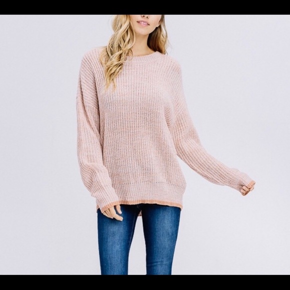 Crewneck Pullover Dusty Peach Knit Sweater - Picture 3 of 6